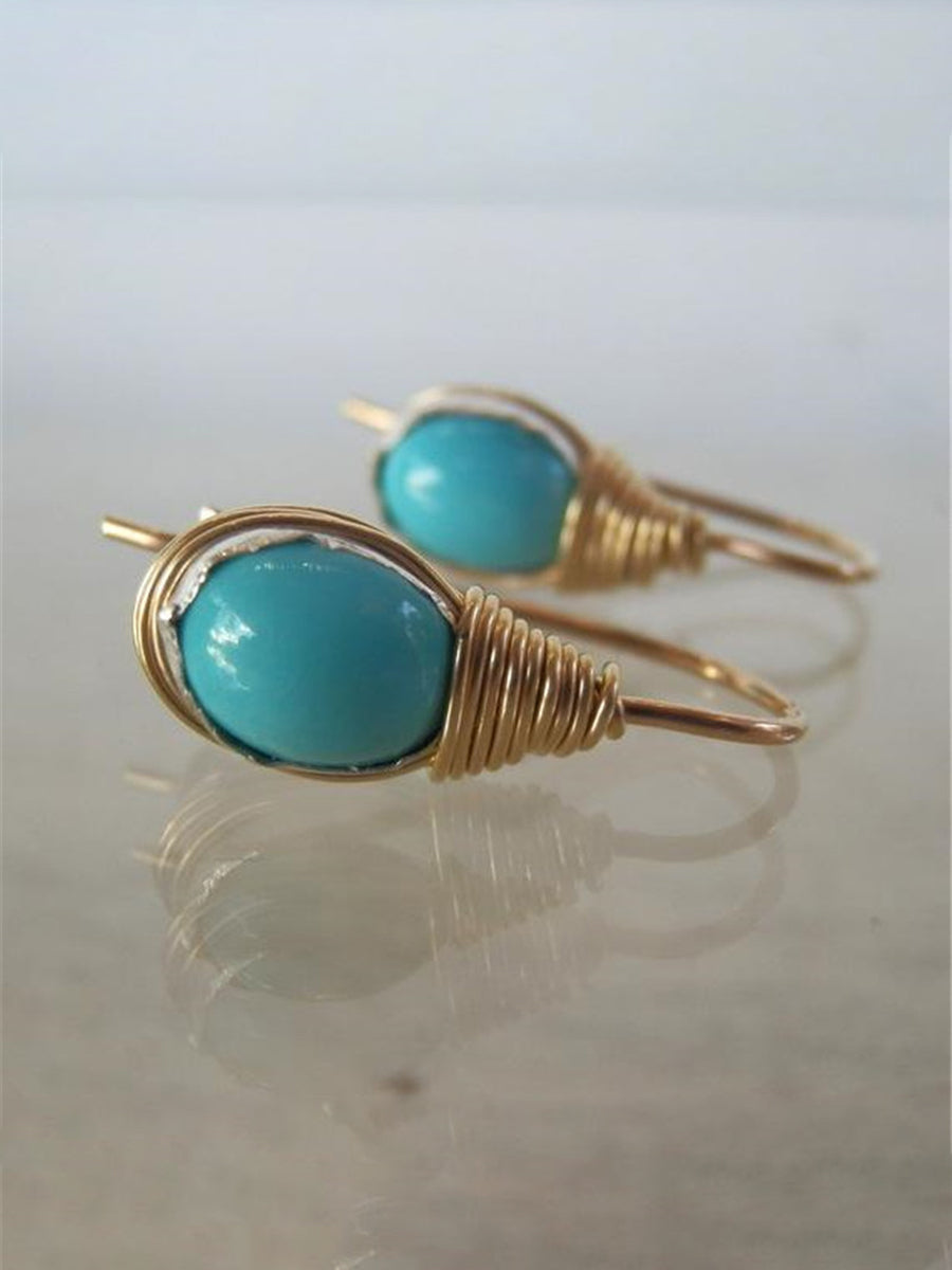 Simple Turquoise Copper Wire Edging Earrings｜Awaytr®