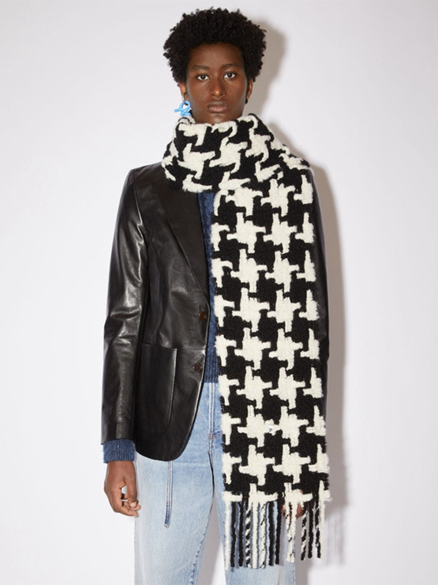 Thick Cashmere-like Thick Beard Houndstooth Scarf｜Awaytr®