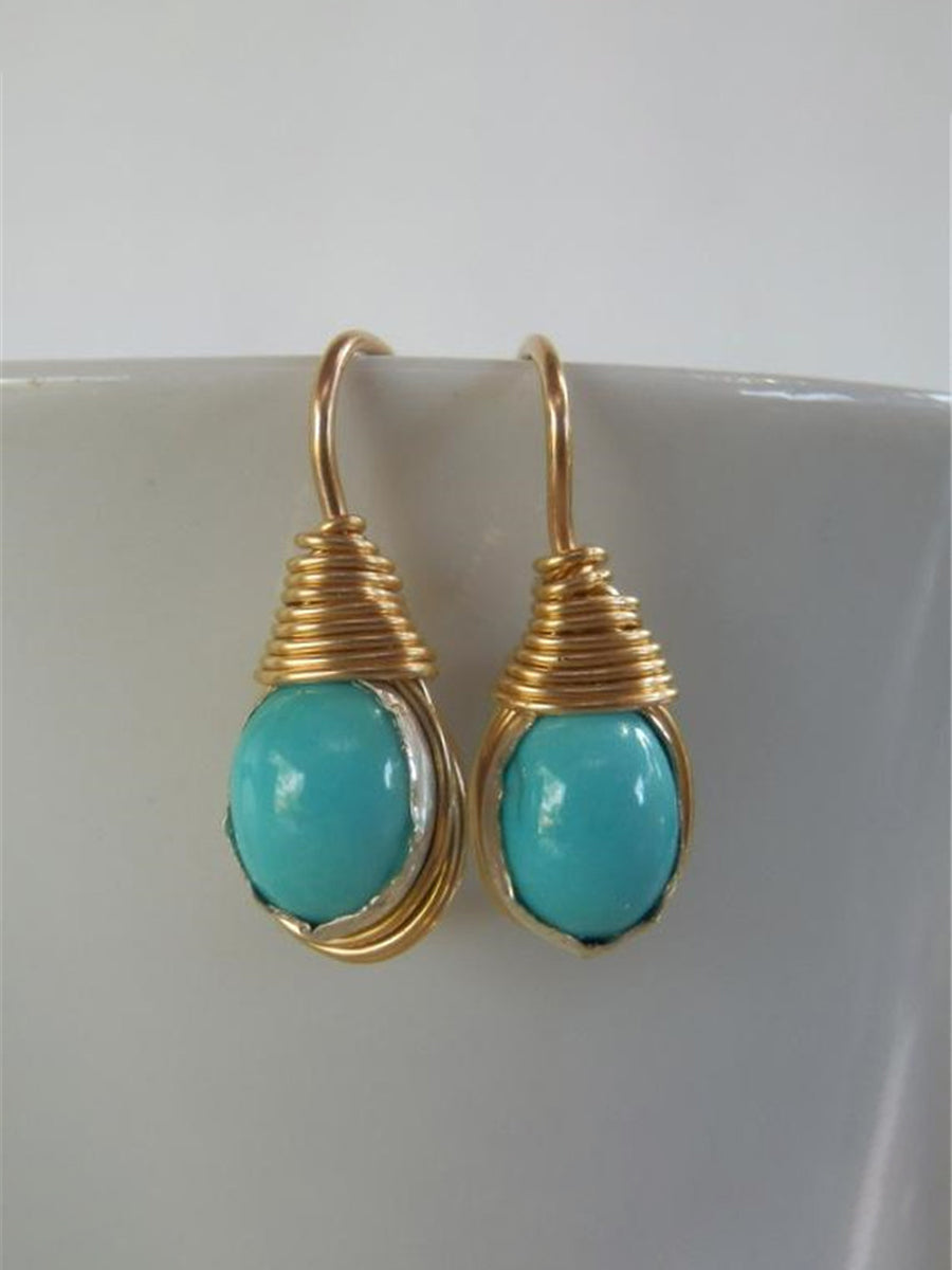 Simple Turquoise Copper Wire Edging Earrings｜Awaytr®