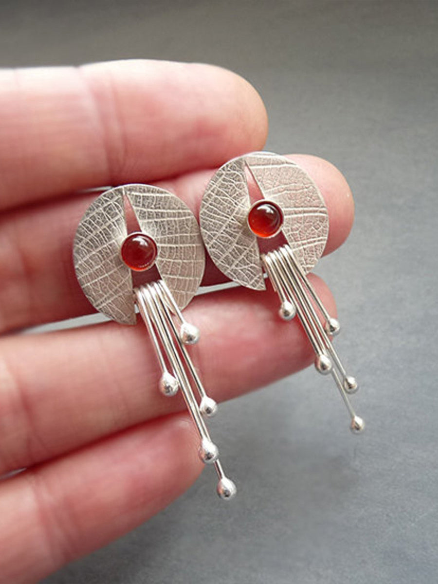 Vintage Ruby Agate Tassel Stud Earrings｜Awaytr®