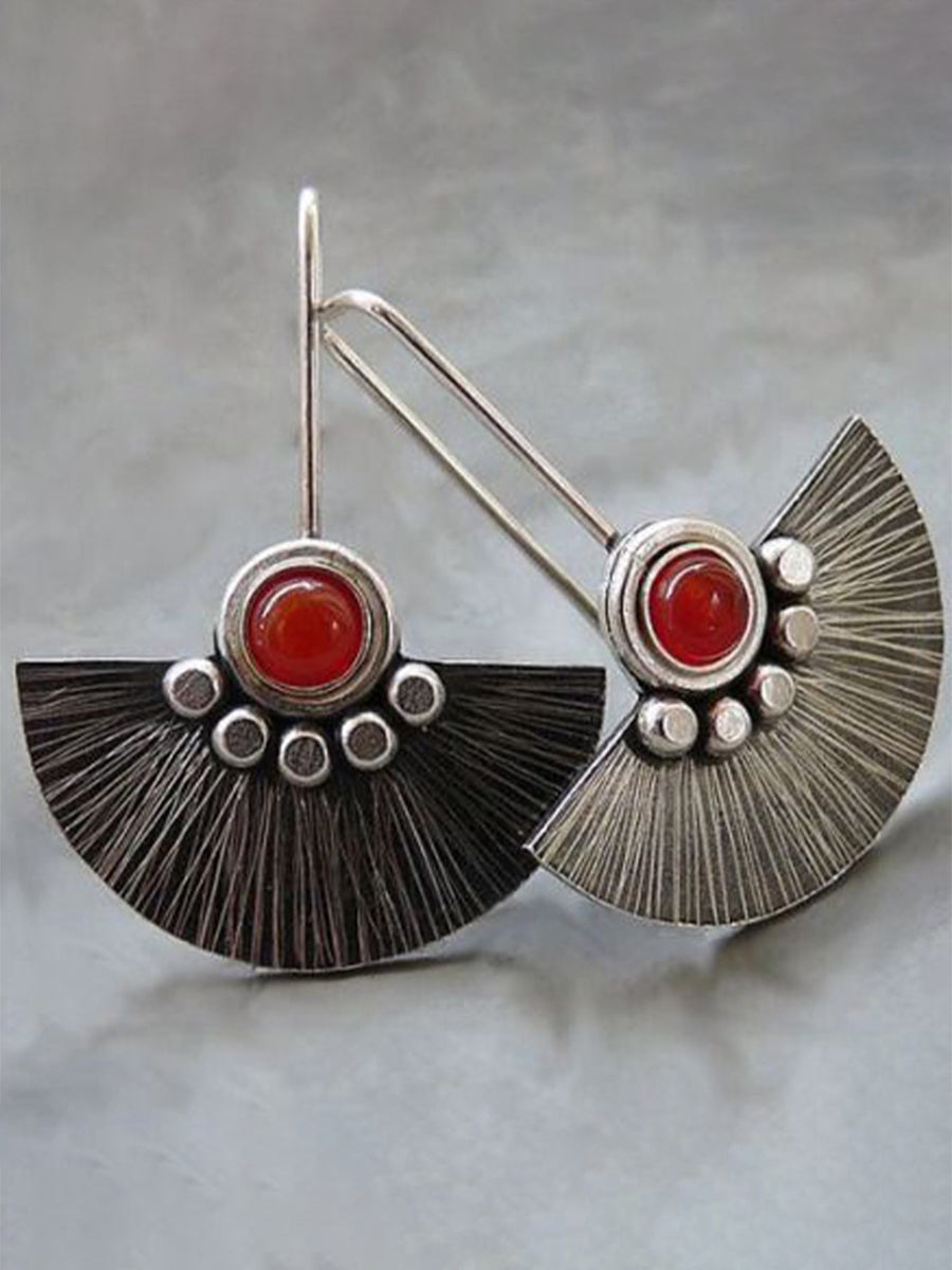 Vintage Scalloped Red Agate Earrings｜Awaytr®