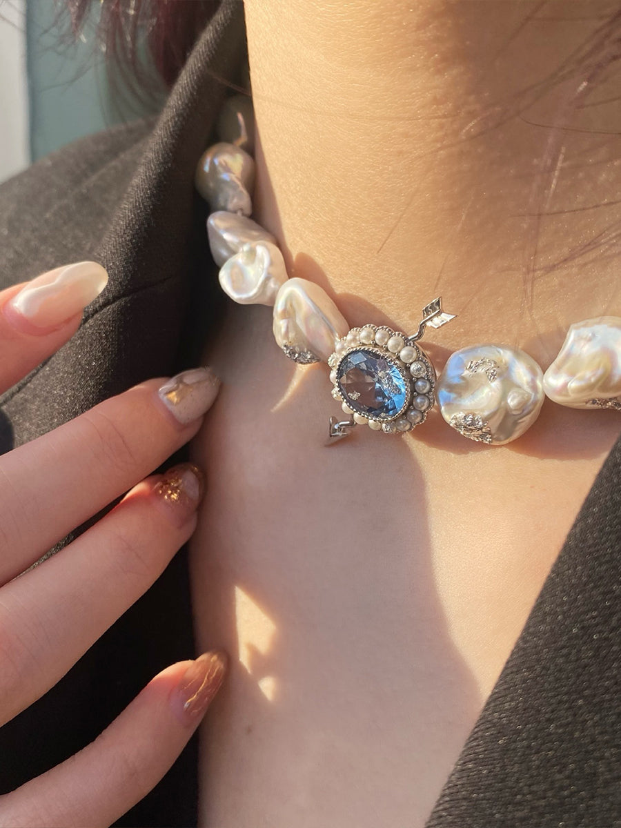 Vintage Sapphire Shaped Pearl Necklace｜Awaytr®