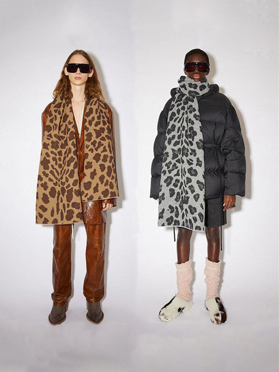 Cashmere Leopard Print Thermal Scarf｜Awaytr®