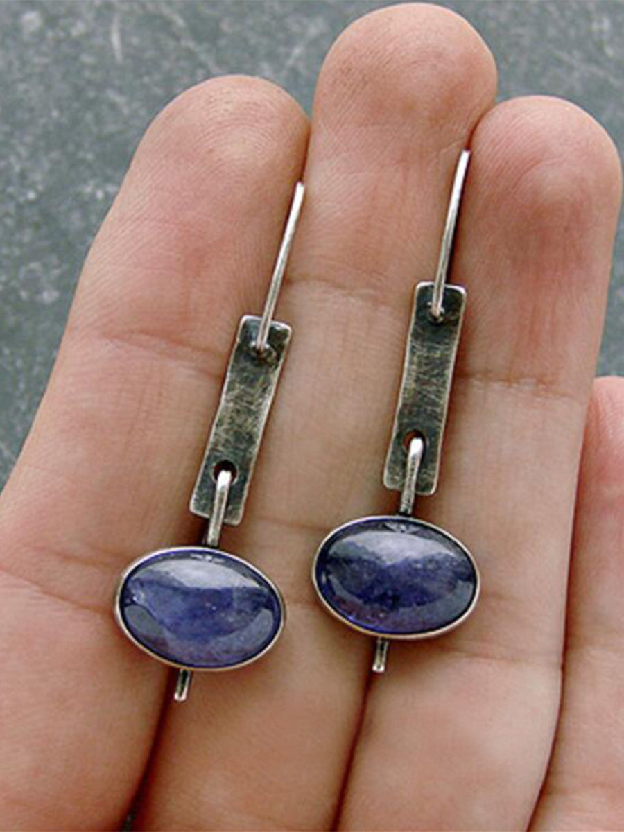 Vintage Distressed Oval Lapis Lazuli Earrings｜Awaytr®