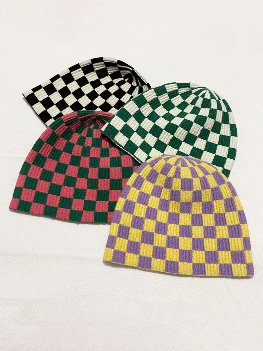 Fashion Checkerboard Plaid Knit Hat｜Awaytr®