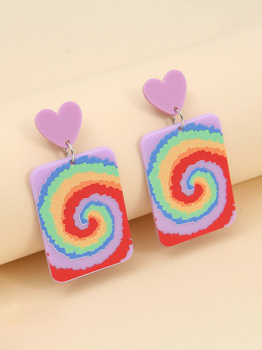 Embossed Rainbow Acrylic Earrings｜Awaytr®