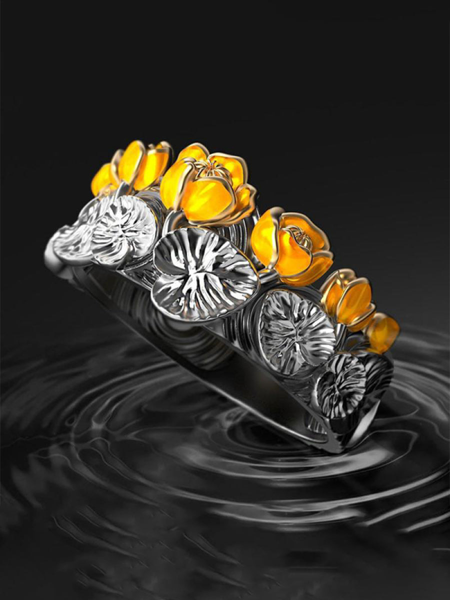 Yellow Flower Engraved Ring｜Awaytr®