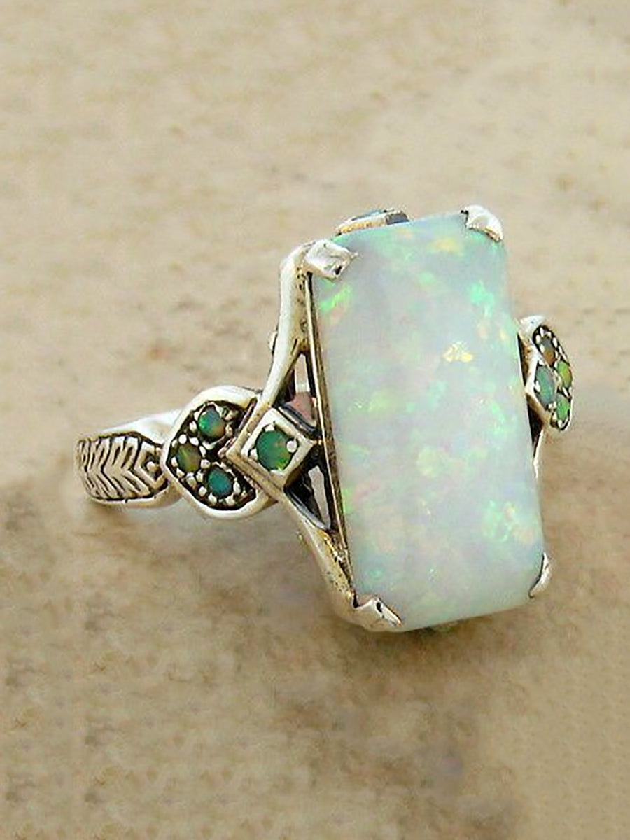 Vintage Mosaic Square Opal Ring｜Awaytr®