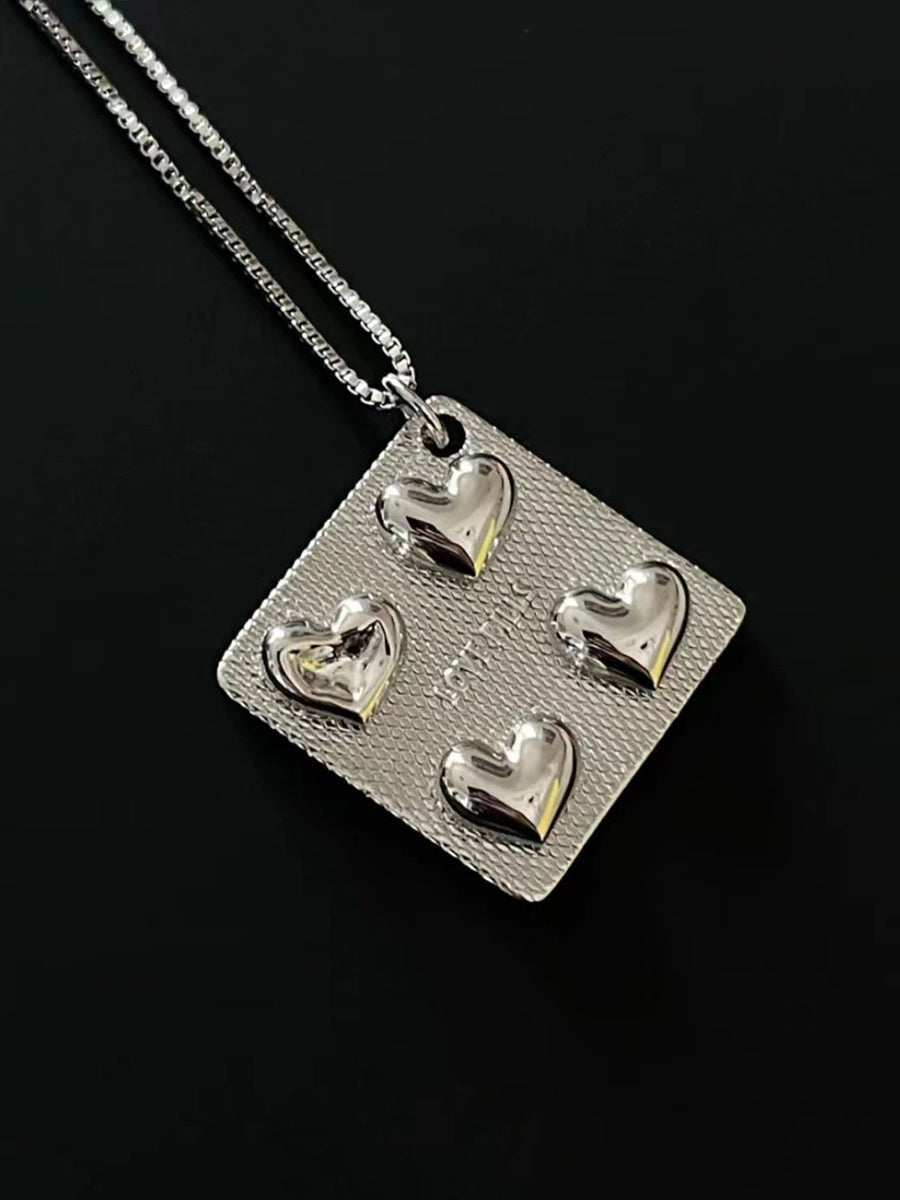 Heart Shaped Tablet Titanium Steel Necklace｜Awaytr®