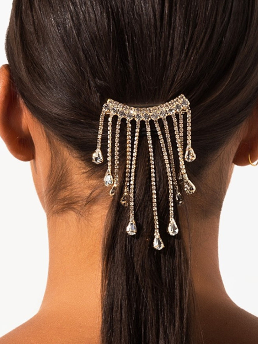 Long Fringed Drop-shaped Rhinestone Hair Clip｜Awaytr®