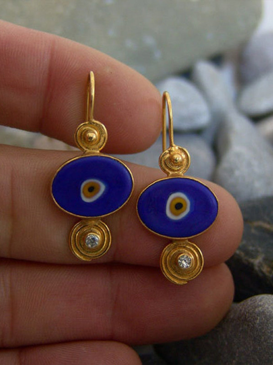 Dripping Turkish Eye Spiral Diamond Earrings｜Awaytr®