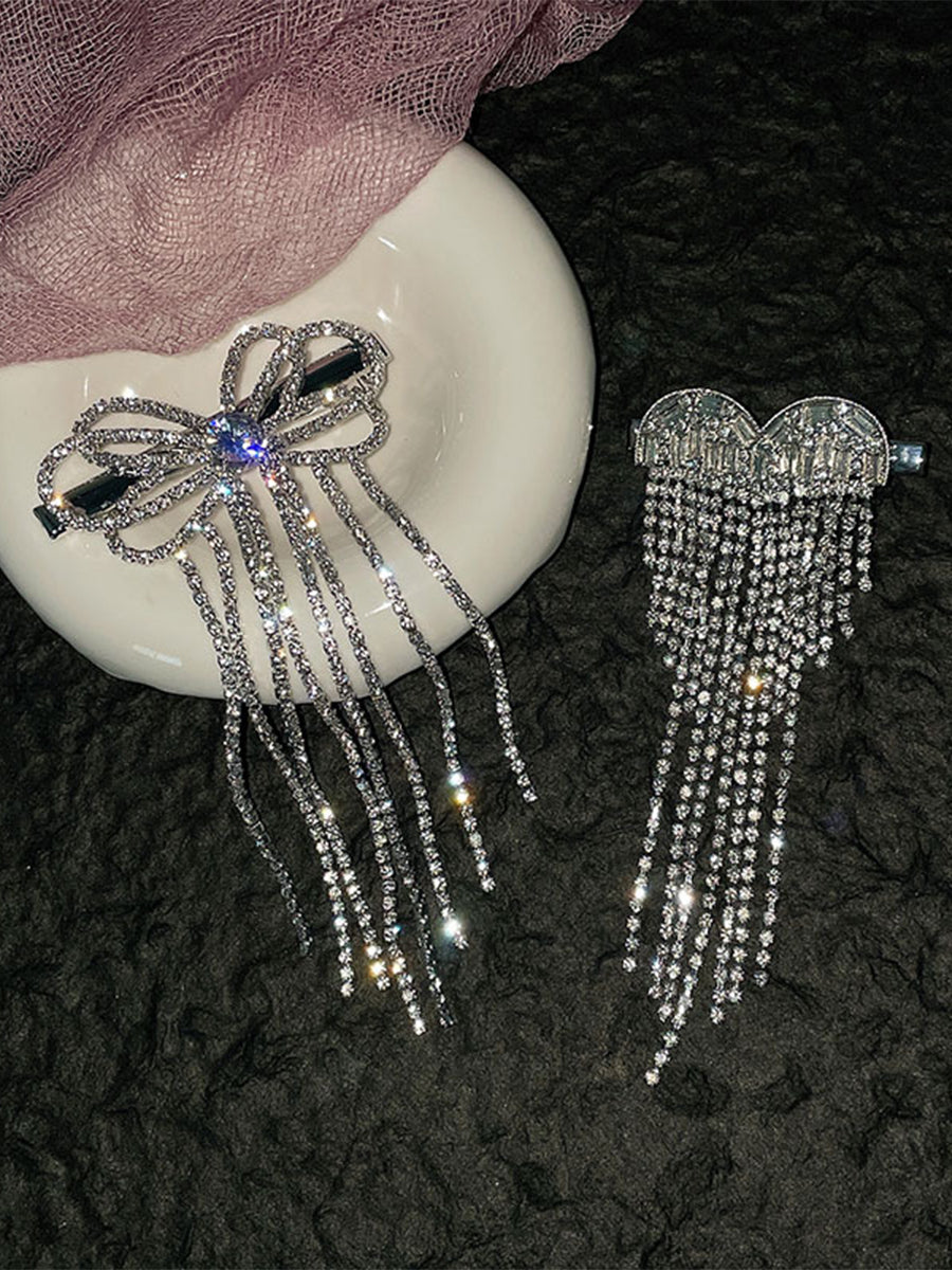 Heart-shaped Butterfly Flashing Diamond Tassel Clip｜Awaytr®