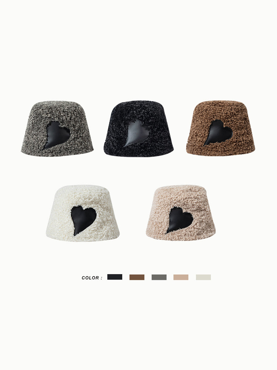 Heart-shaped Lamb Wool Fisherman Hat｜Awaytr®