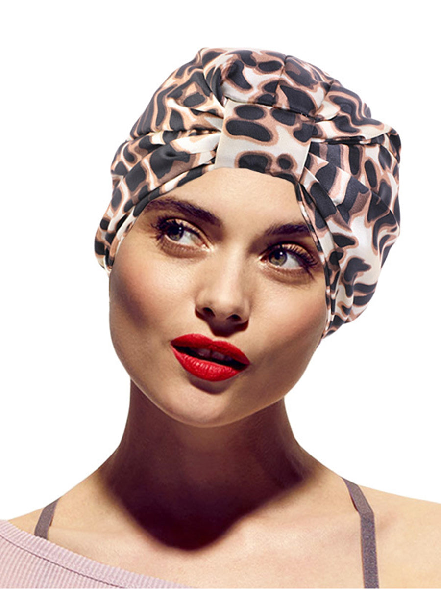 Printed Imitation Silk Knotted Nightcap｜Awaytr®