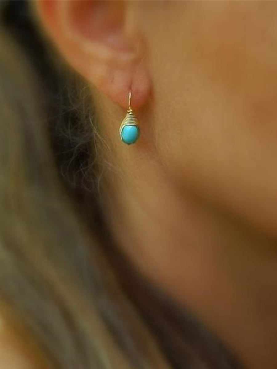 Simple Turquoise Copper Wire Edging Earrings｜Awaytr®