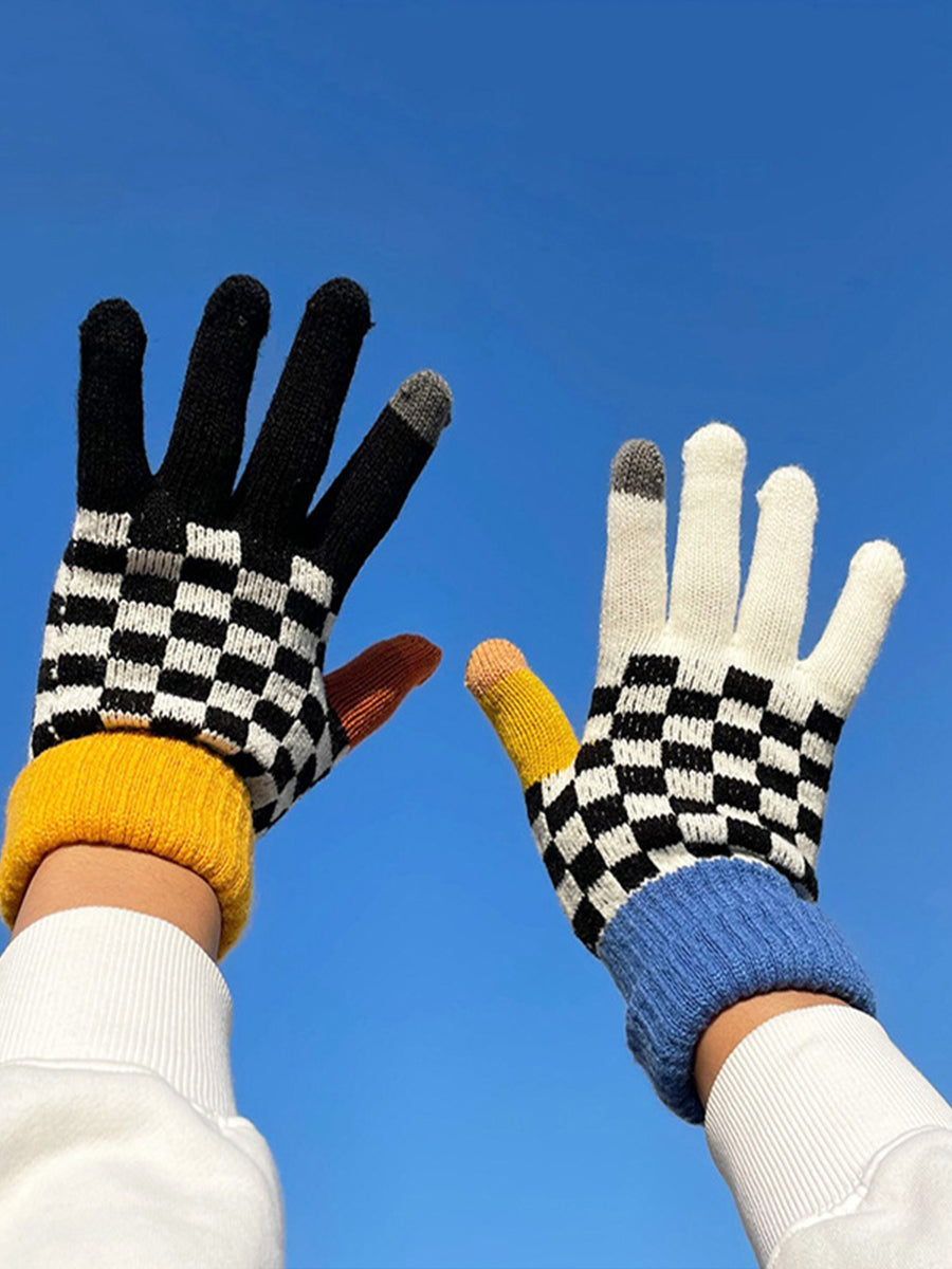 Touch Screen Checkerboard Split Finger Gloves｜Awaytr®