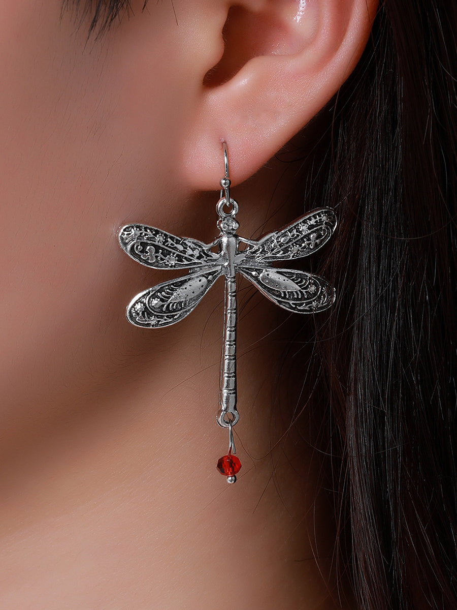 Vintage Pattern Dragonfly Ruby Earrings｜Awaytr®