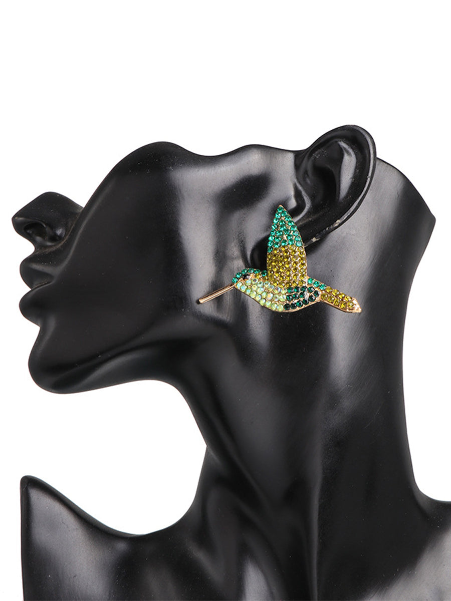 Colorful Diamond Hummingbird Earrings｜Awaytr®