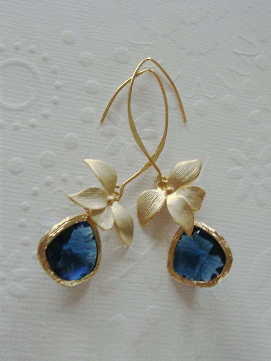 Irregular Flower Earrings With Gemstones｜Awaytr®