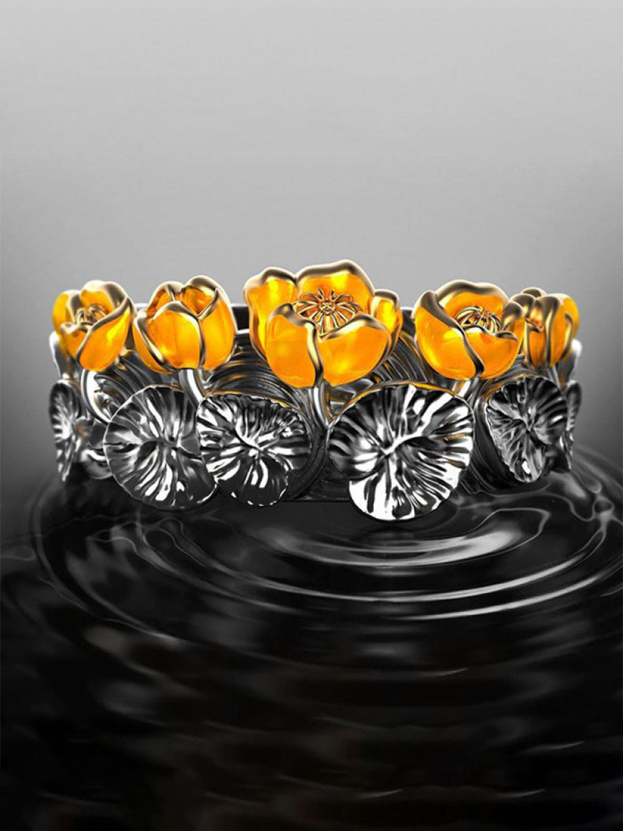 Yellow Flower Engraved Ring｜Awaytr®