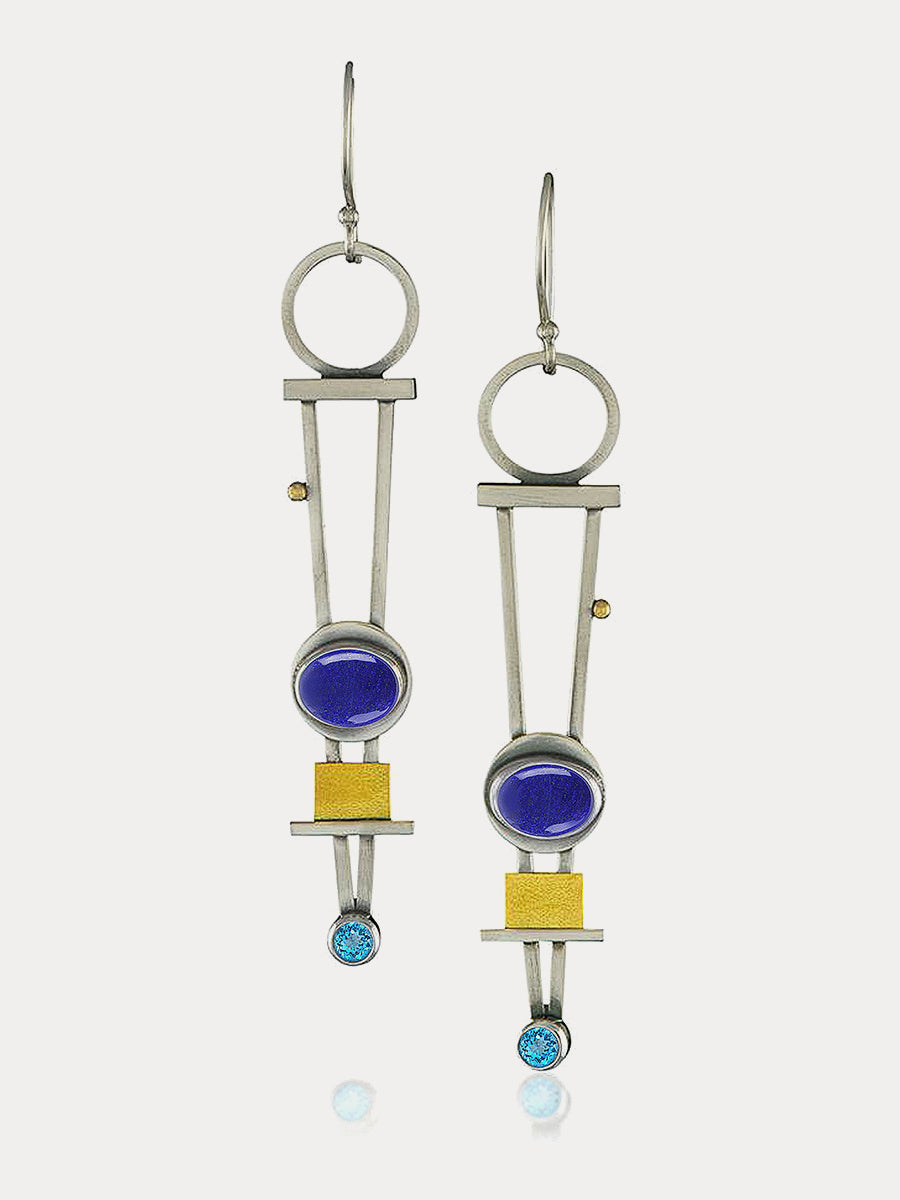 Two-tone Turquoise And Diamond Earrings｜Awaytr®