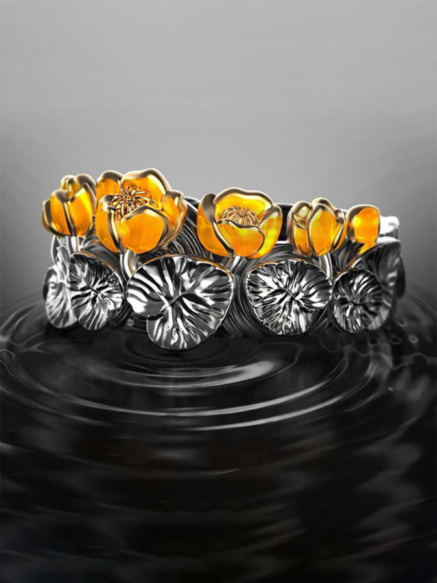 Yellow Flower Engraved Ring｜Awaytr®