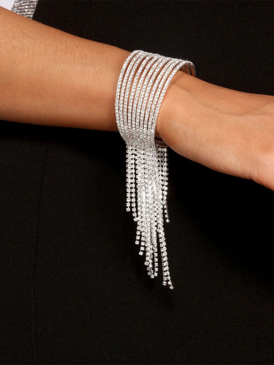 Long Tassel Rhinestone Open Bracelet｜Awaytr®