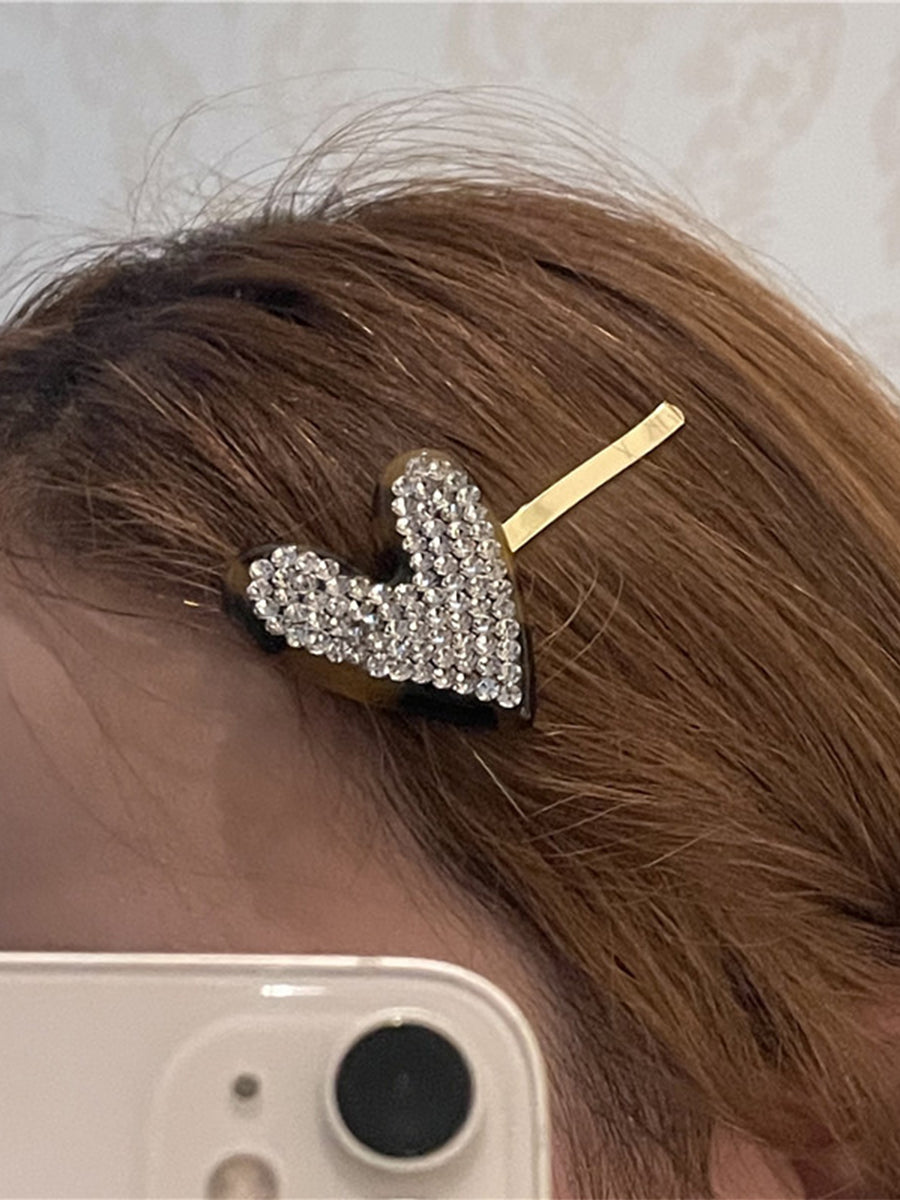 Heart Shaped Rhinestone Hair Clip｜Awaytr®