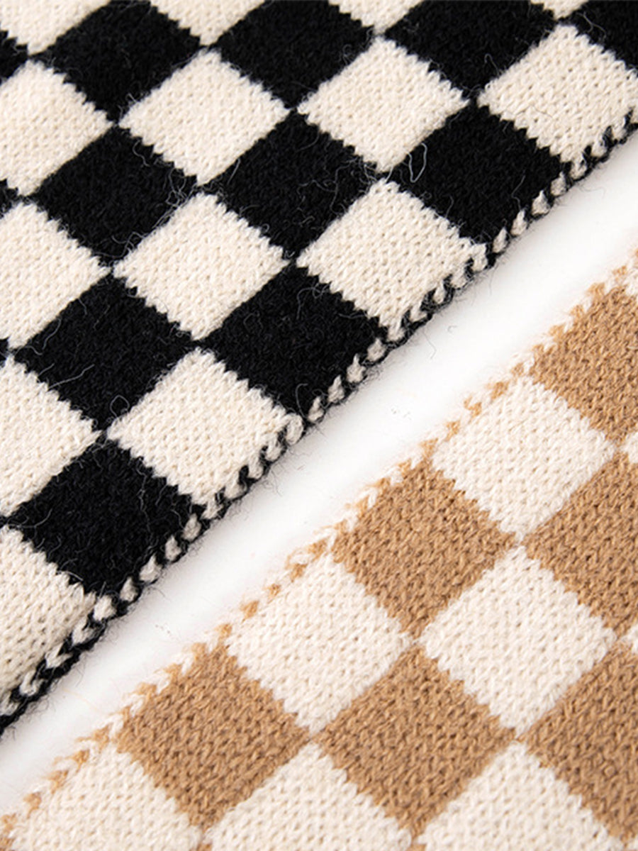 British Classic Black And White Check Imitation Cashmere Scarf｜Awaytr®