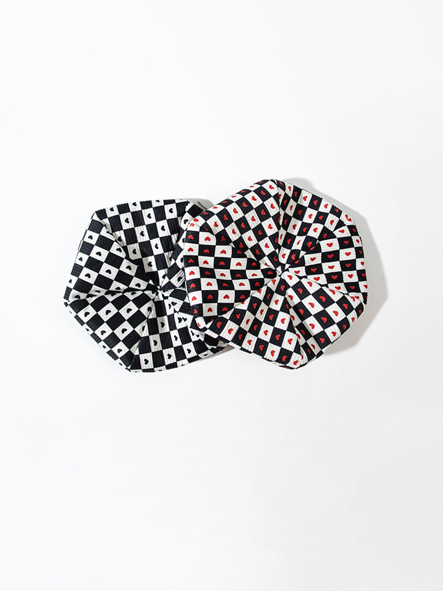 Black And White Checkered Heart-shaped Beret Hat｜Awaytr®