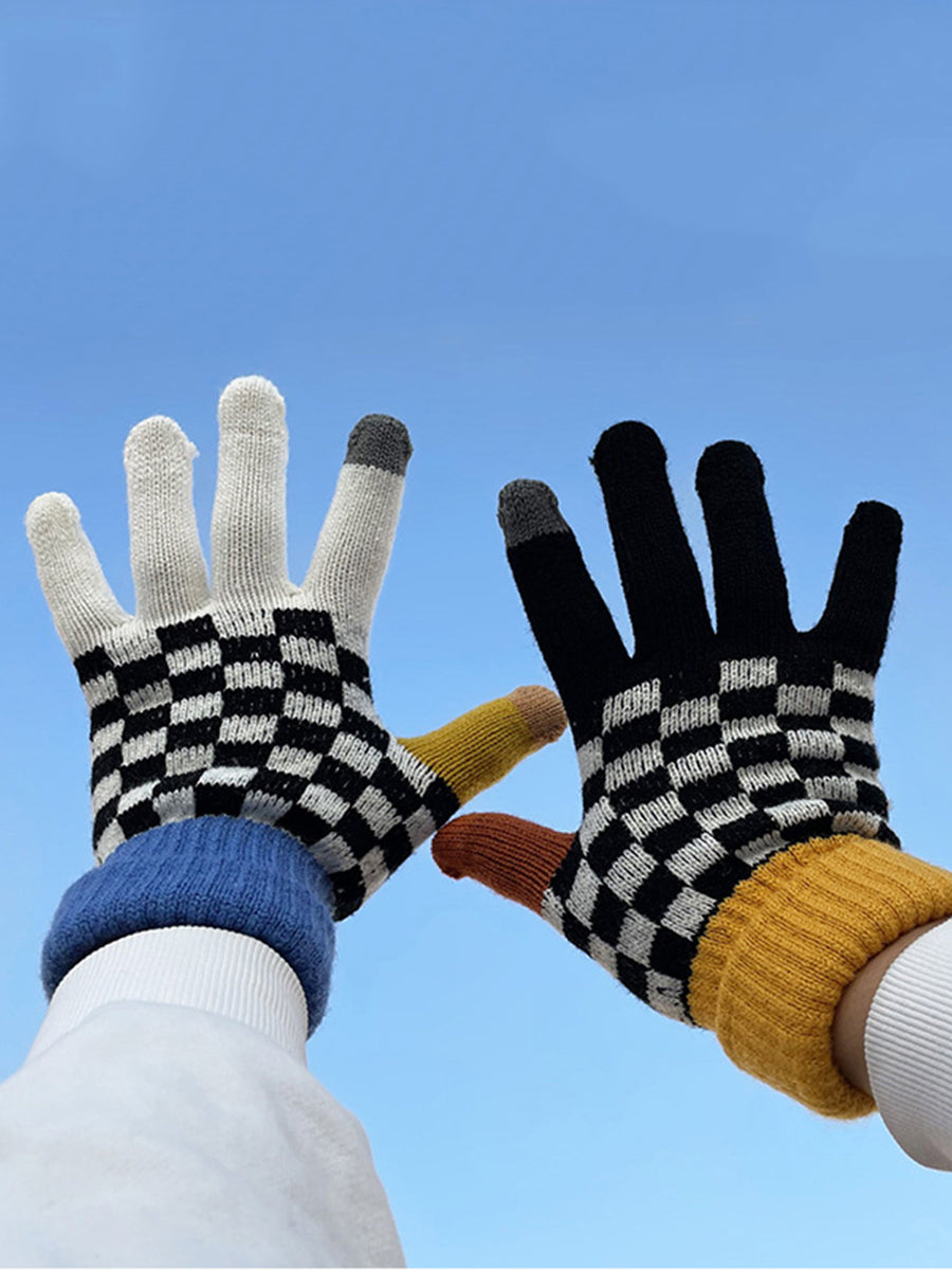 Touch Screen Checkerboard Split Finger Gloves｜Awaytr®