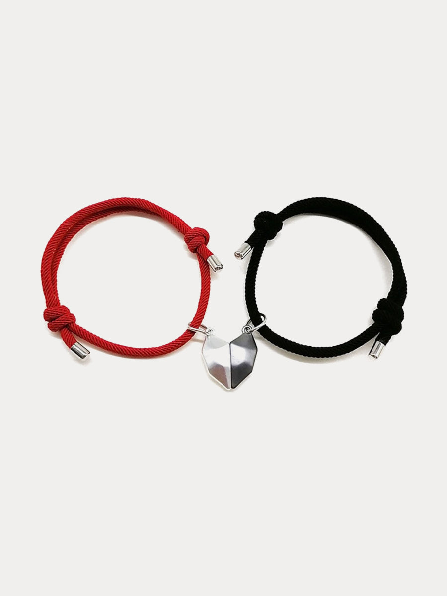 Black and White Heart-Shaped Wishing Stone Magnetic Couple Bracelet｜Awaytr®