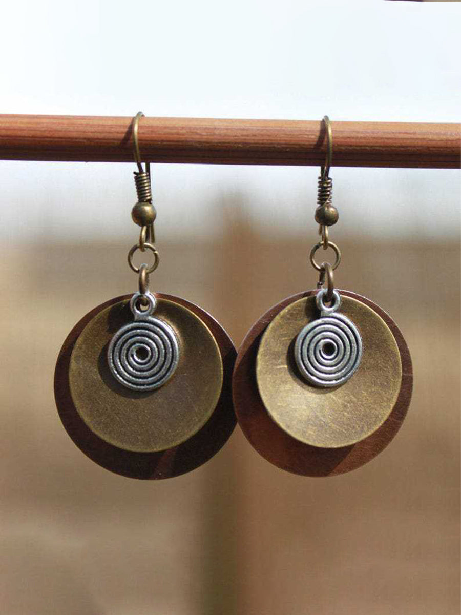 Distressed Disc Multi-layer Two-tone Earrings｜Awaytr®