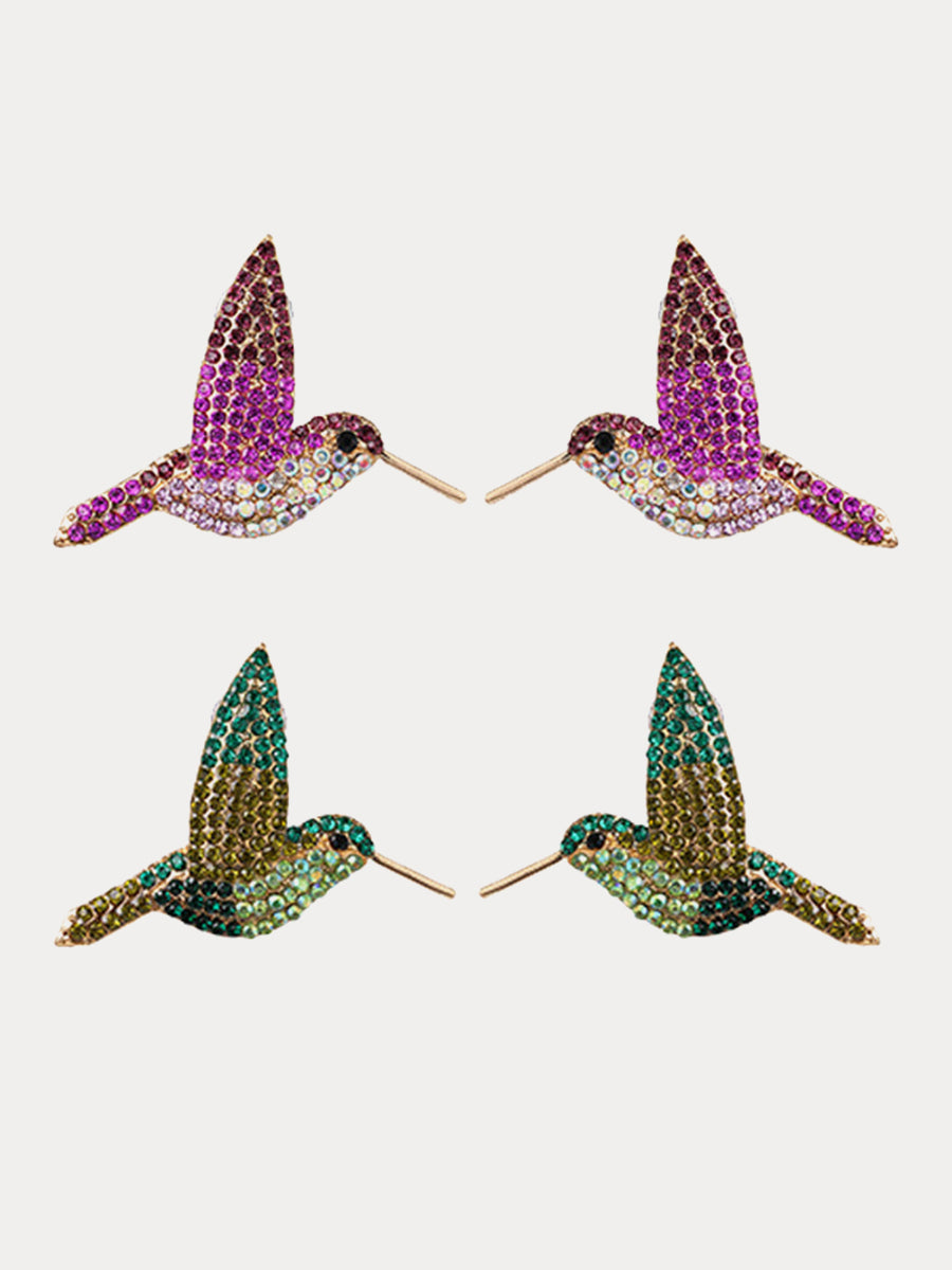 Colorful Diamond Hummingbird Earrings｜Awaytr®