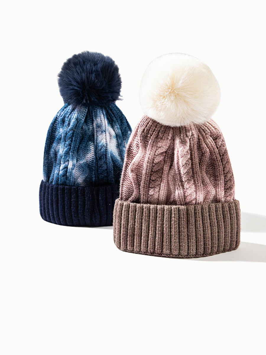 Ear Protection Warm Knitted Wool Ball Tie-dye Hat｜Awaytr®