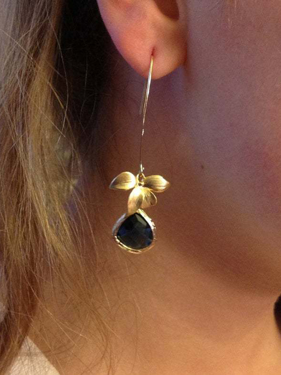 Irregular Flower Earrings With Gemstones｜Awaytr®