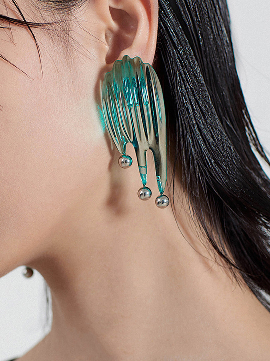 Green Transparent Liquefied Earrings｜Awaytr®