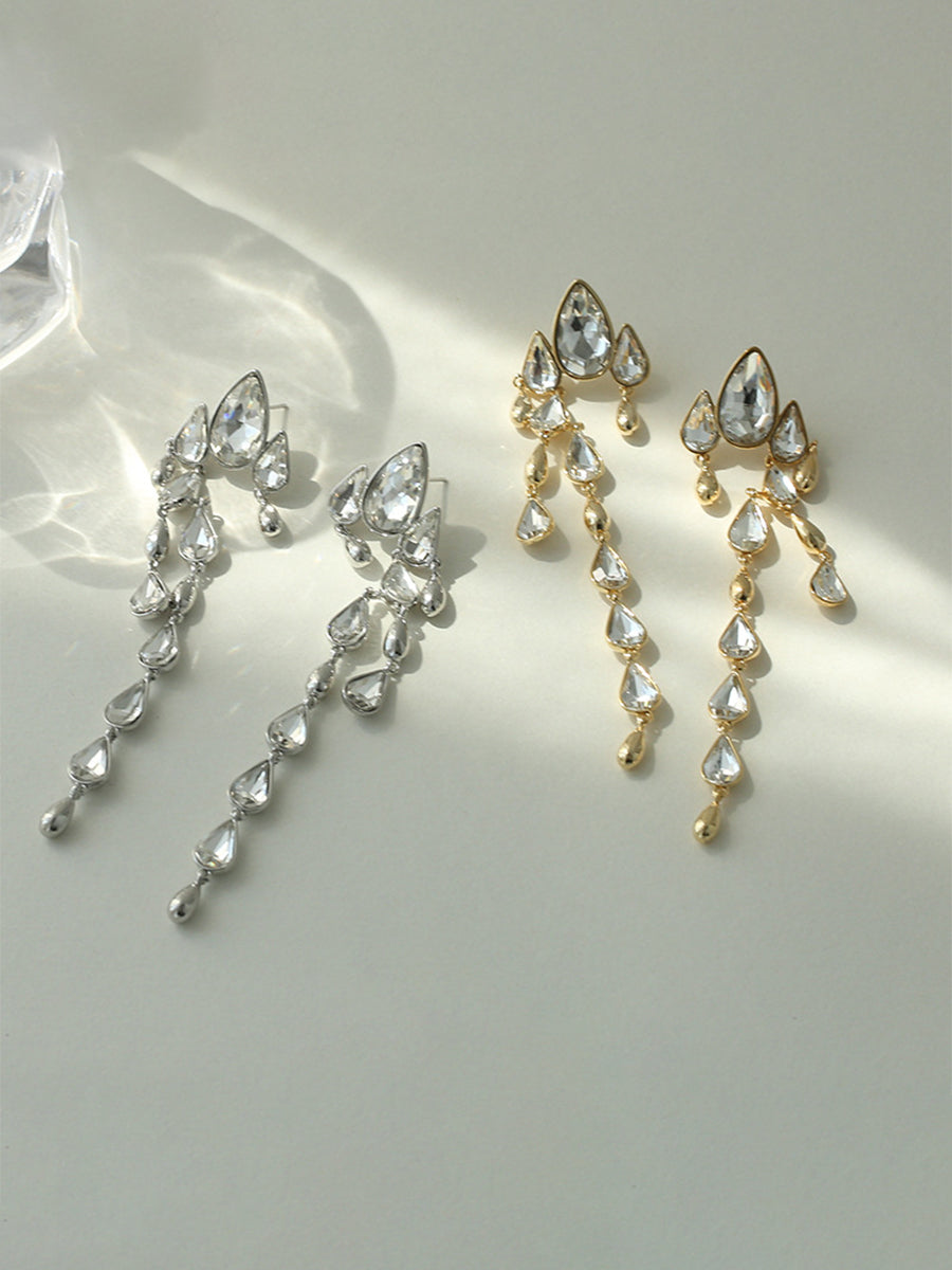 Long Diamond Drop Fringe Earrings｜Awaytr®