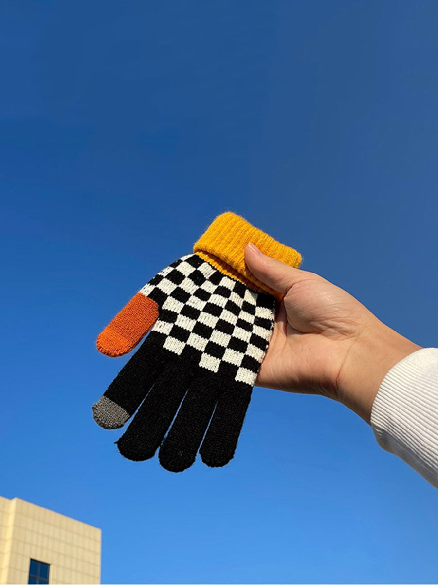 Touch Screen Checkerboard Split Finger Gloves｜Awaytr®