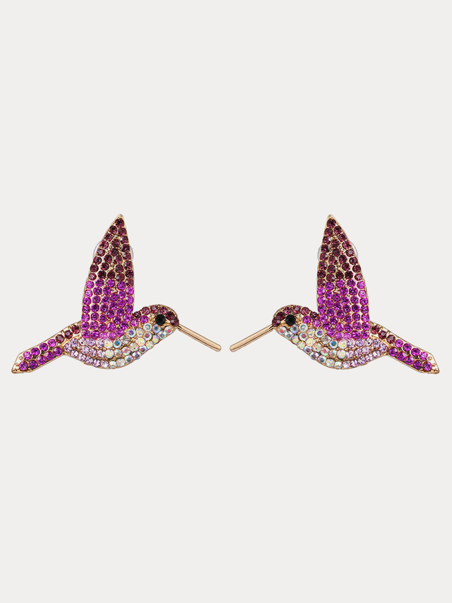 Colorful Diamond Hummingbird Earrings｜Awaytr®