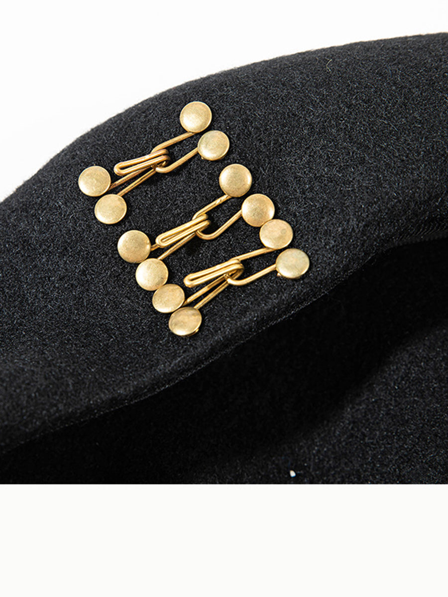 Vintage Black Rivet Woolen Beret Hat｜Awaytr®