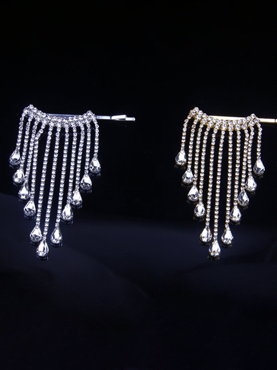 Long Fringed Drop-shaped Rhinestone Hair Clip｜Awaytr®