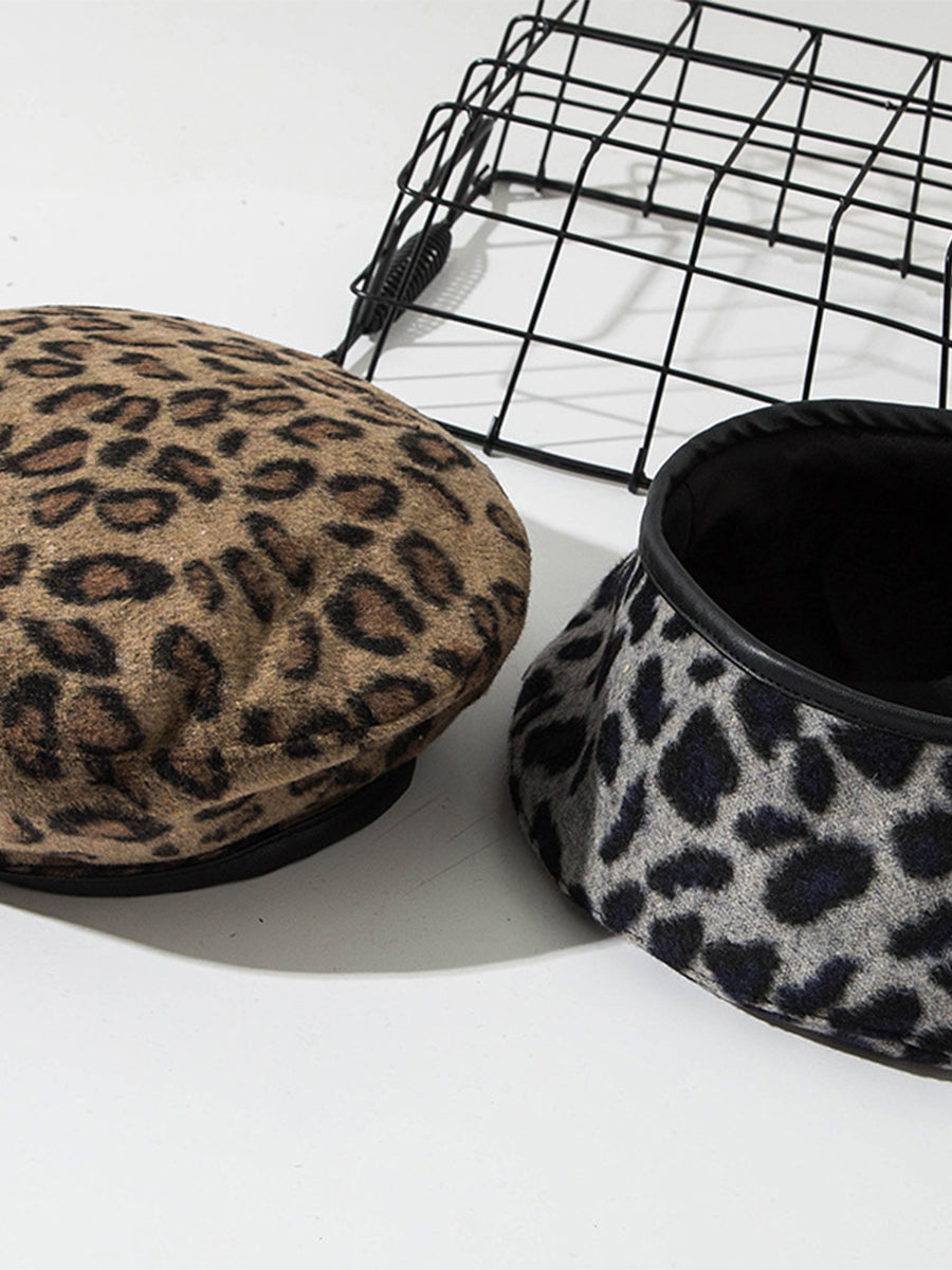 Autumn And Winter Vintage Leopard Beret Hat｜Awaytr®