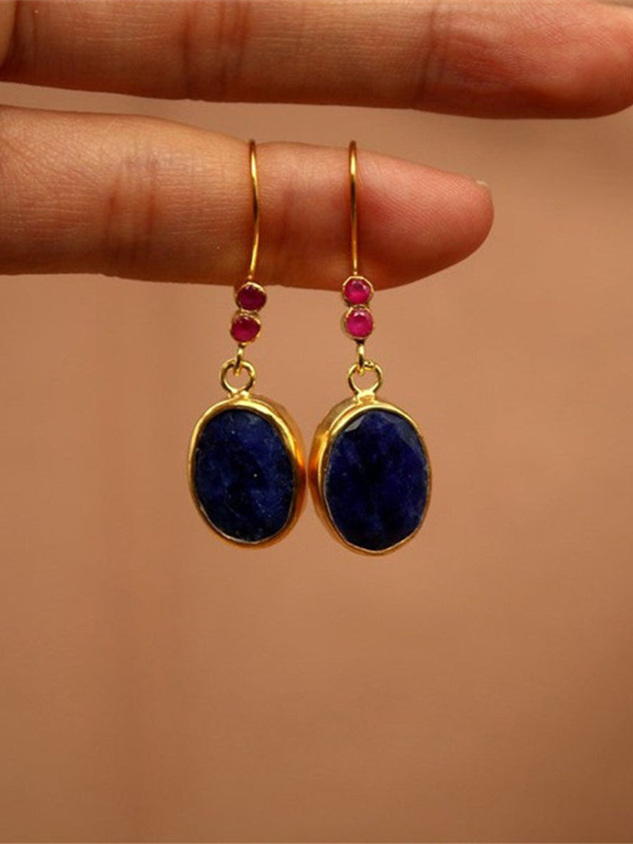 Vintage Water Drop Lapis Lazuli Earrings｜Awaytr®