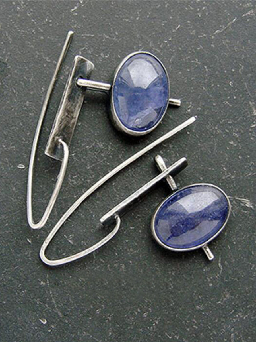 Vintage Distressed Oval Lapis Lazuli Earrings｜Awaytr®