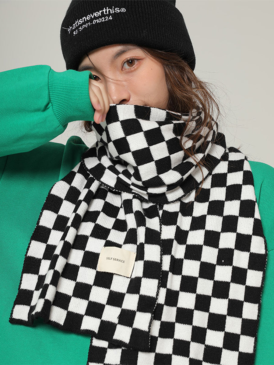 British Classic Black And White Check Imitation Cashmere Scarf｜Awaytr®