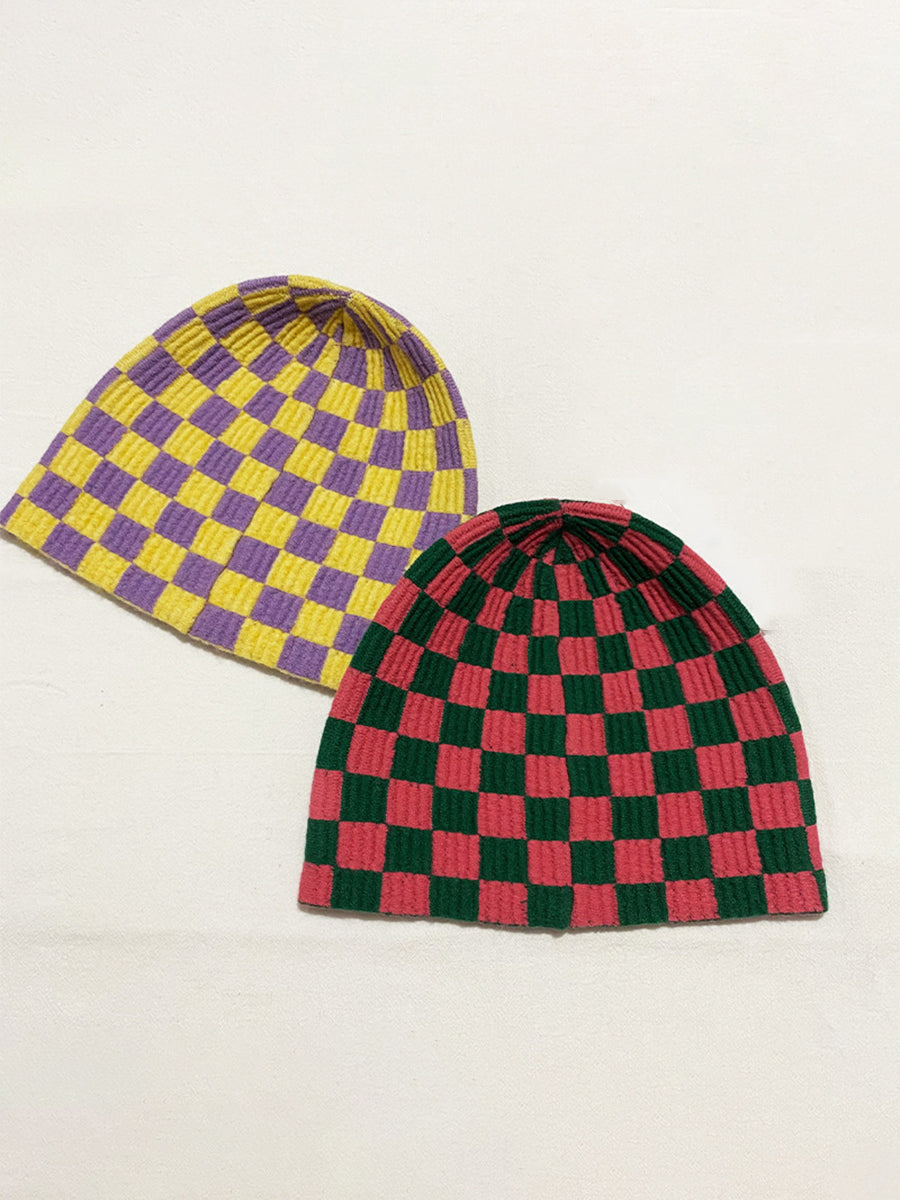 Fashion Checkerboard Plaid Knit Hat｜Awaytr®