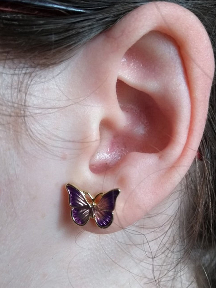 Simple Color Dripping Butterfly Earrings｜Awaytr®