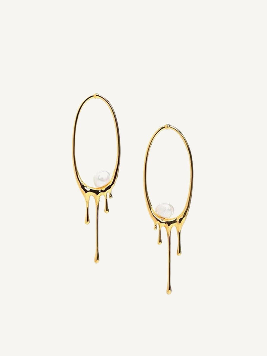 Oval Pearl Earrings｜Awaytr®