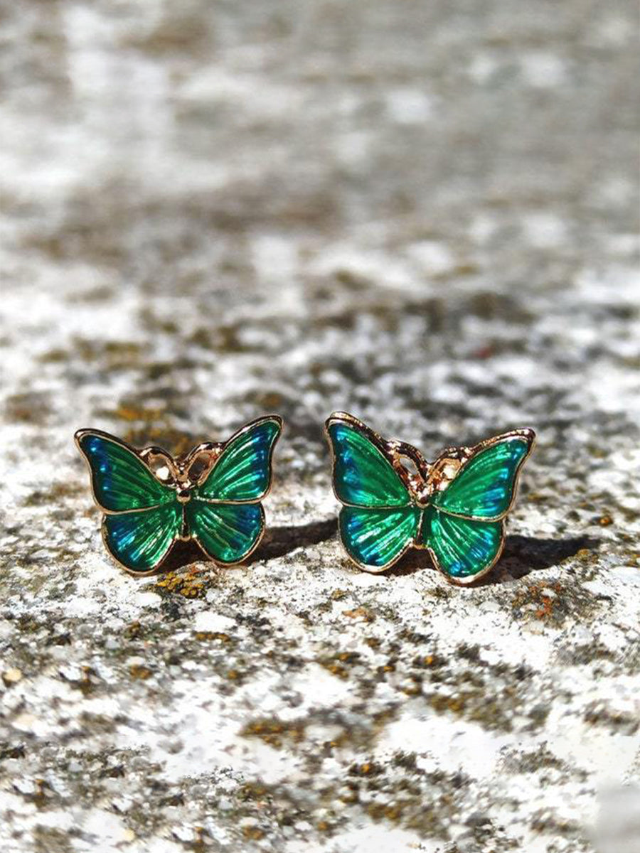 Simple Color Dripping Butterfly Earrings｜Awaytr®